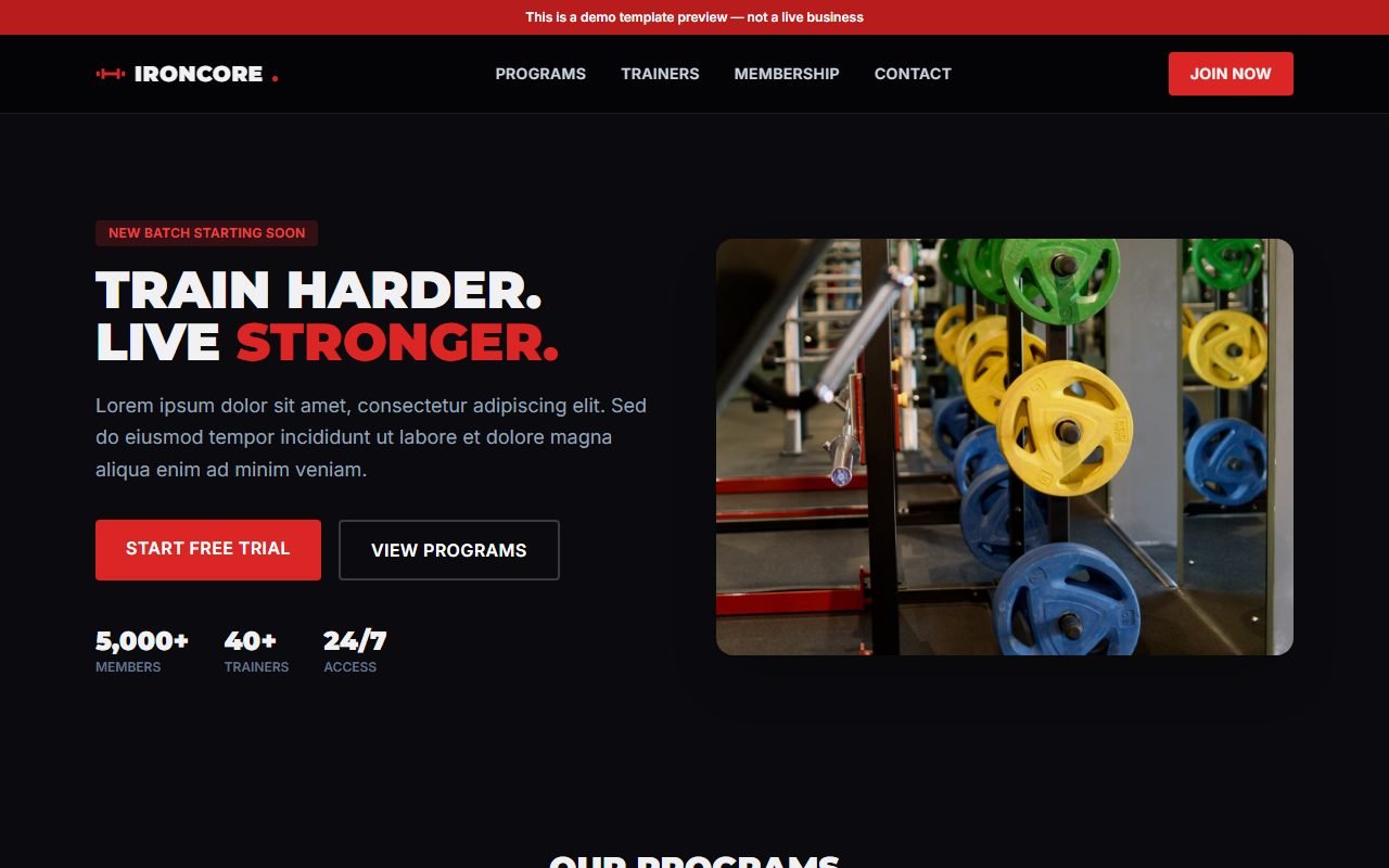 Gym & Fitness Template preview